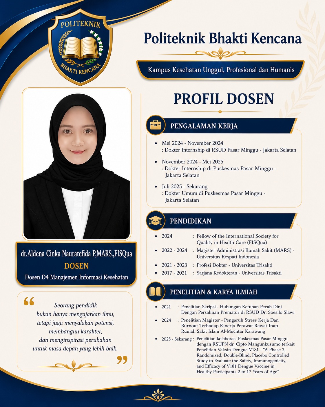 Profesionalisme & Etika Tenaga Kesehatan Digital di Politeknik Bhakti Kencana bersama dr. Aldena Cinka Nauratefida Putty., MARS, FISQua