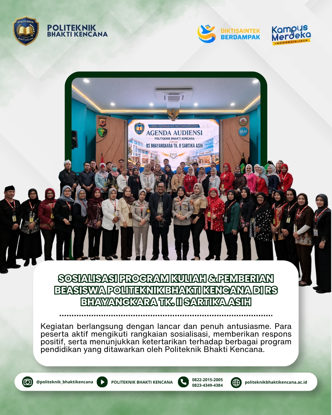 Sosialisasi Program Kuliah & Pemberian Beasiswa Politeknik Bhakti Kencana di RS Bhayangkara Tk. II Sartika Asih